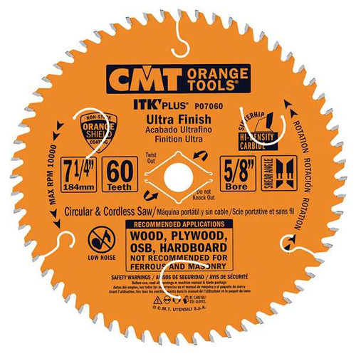 CMT Orange Tools P06060 ITK Fine Finish Blade HW 6-1/2 60T ATB 5/8-In Bore 10Pk Blades CMT