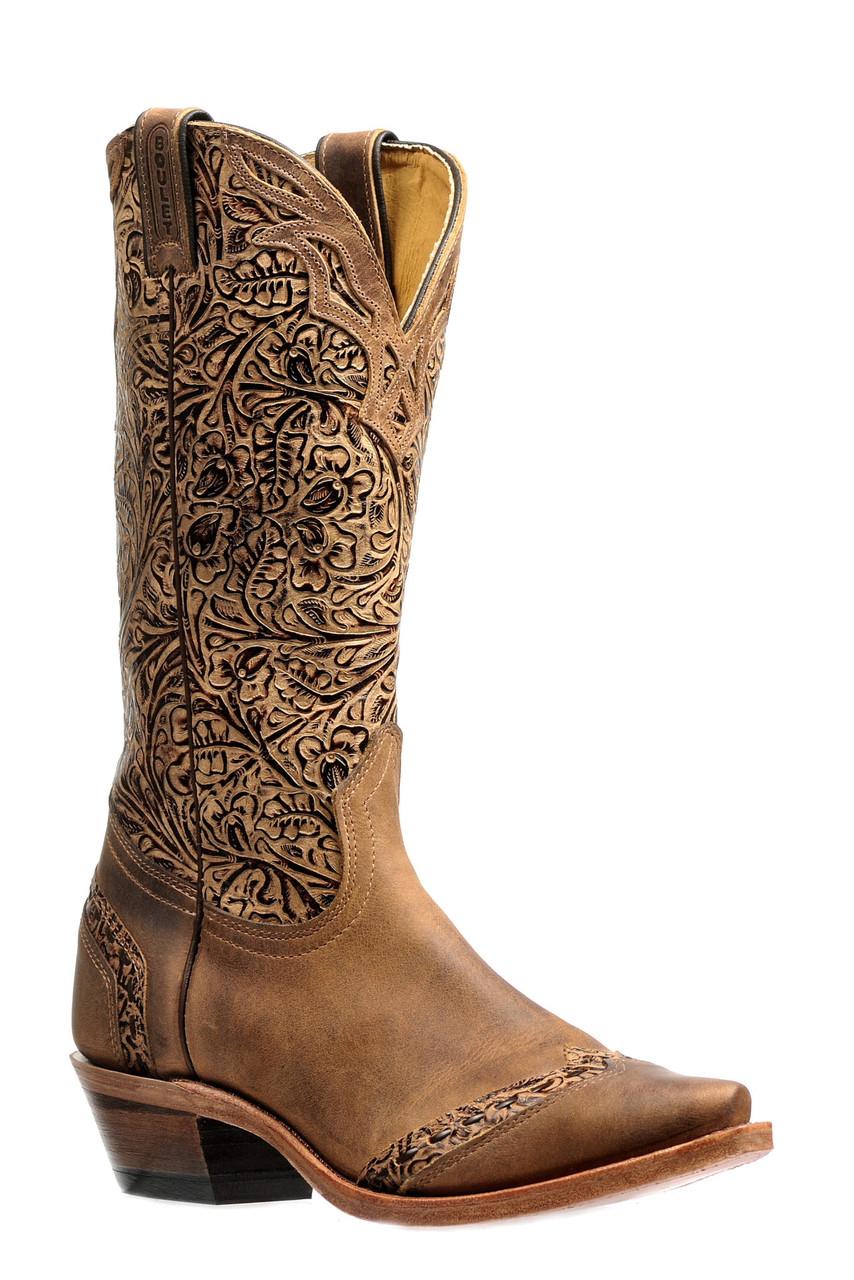 Women's Boulet 2960 Embossed Brown with Snip Toe and Cowboy Heel