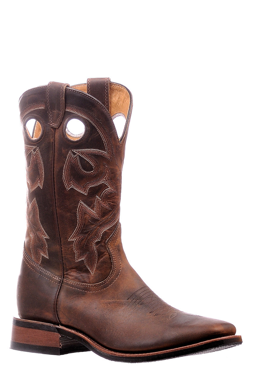 Men's Boulet 6266 Brown with Rubber Sole, Wide Square Toe, and