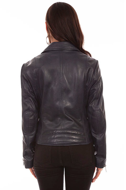 Women's Scully L1048  Navy Leather Motorcycle Jacket