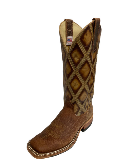 Women's Anderson Bean 4297 Tan Boar with Hybrid Sole, Wide Square Toe, and Roper Heel