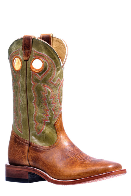 Men's Boulet 4736 Tan and Blue with Square Toe and Horseman Heel