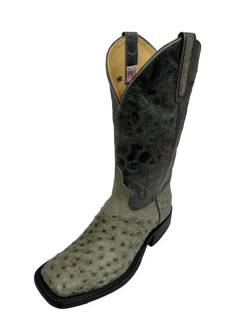 Men's Anderson Bean 0761 Grey Full Quill Ostrich with Hybrid Sole, Square Toe, and Roper Heel Men's Anderson Bean 0761 Grey Full Quill Ostrich with Hybrid Sole, Square Toe, and Roper Heel