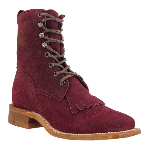 Women's R. Watson L8916-2 Rhubarb Roughout Lace Up with Square Toe and Walking Heel