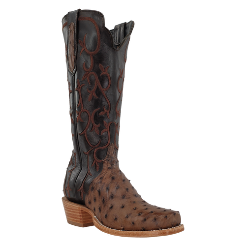 Women's R. Watson L4311-1 Brown Full Quill Ostrich with Cutter Toe and Cowboy Heel