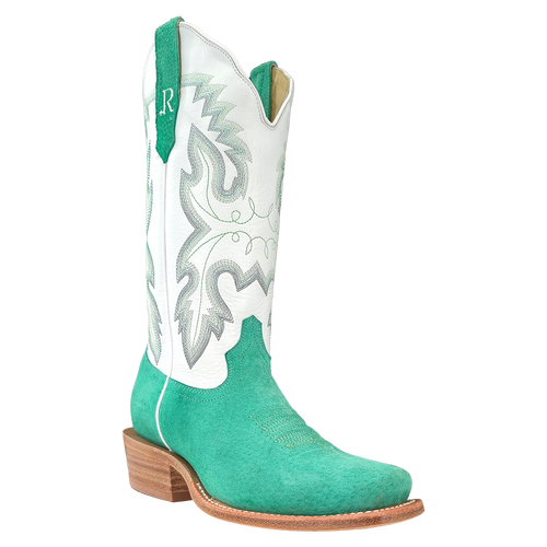 Women's R. Watson L8615-1 Turquoise Roughout Boar with Cutter Toe and Cowboy Heel