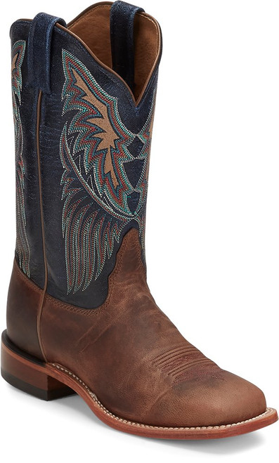 Women's Tony Lama K4579L Brown and Navy with Square Toe and Walking Heel