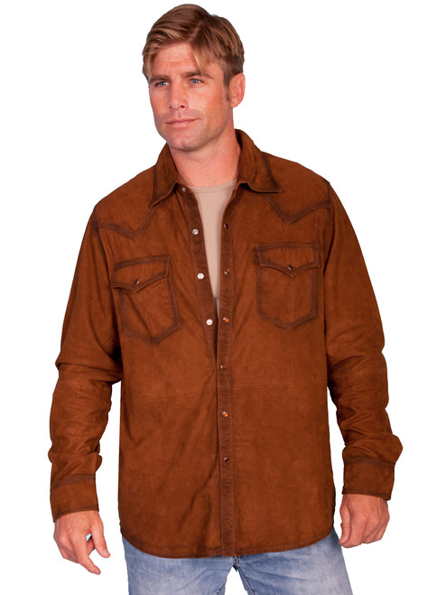 Men's Scully 78 Western Lamb Suede Pearl Snap Shirt Men's Scully 78 Western Lamb Suede Pearl Snap Shirt
