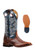 Men's Boulet 9293 Cognac and Blue with Rubber Sole, Wide Square Toe, and Stockman Heel