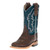 Kids' Horsepower HPK1837 Turquoise and Chocolate with Rubber Sole, Wide Square Toe, and Roper Heel