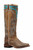 Women's Boulet 6205 Brown and Turquoise Stovetop with Wide Square Toe and Stockman Heel