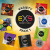 Exs Variety Pack 1 Condoms Box of 48  | Black Latex Nano Thin Ribbed Dotted Flavoured Condoms