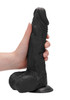 Real Rock Realistic Dildo Dong 9" Inch With Balls Black | Suction Cup Strap-On | Unisex Dildos Sex Toy