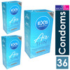 36 Exs Air Thin Condoms | 3 x Pack of 12 | 0.045 mm Thickness | Sensitive Latex Condoms |