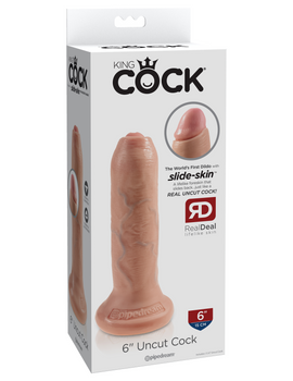 Pipedream King Cock Realistic Dildo 6" Uncut Suction Cup Suitable For Strap-On