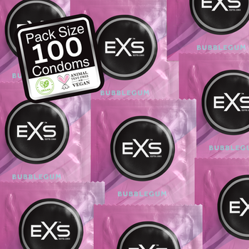 100 x Exs Bubblegum Flavoured Condoms | Vegan | Bulk Sealed Wholesale Pack
