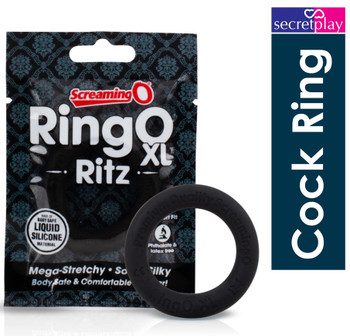 Screaming O RingO Ritz XL Cock Penis Ring Liquid Silicone | Large Size - 3x Stretch | Black