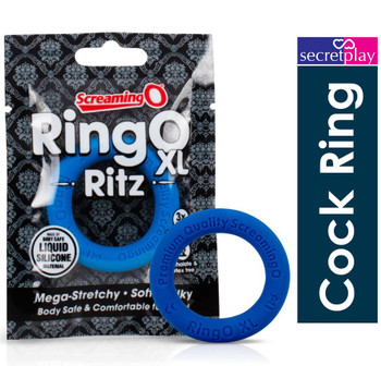 Screaming O RingO Ritz XL Cock Penis Ring Liquid Silicone | Large Size - 3x Stretch | Blue