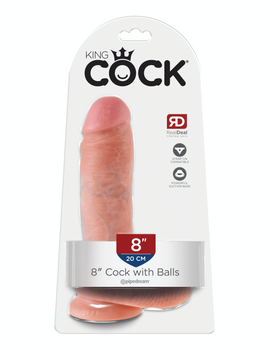 Pipedream King Cock Realistic Dildo 8" | 20cm With Balls Suction Cup Strap-On Anal Vaginal Stimulation Sex Toy