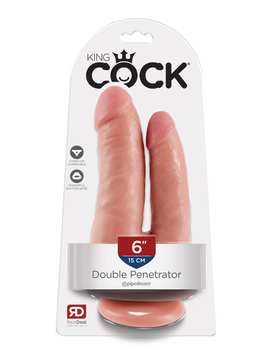 Pipedream King Cock Double Penetrator Dildo | Large 6" Small 4.5" | Suction Cup | Dildo Harness Compatible