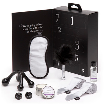 Fifty Shades of Grey Pleasure Overload Sweet Sensation Set | Gift Erotic Set | Candle Massage Oil | Dice | Blindfold | Tickler