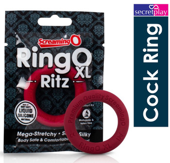 Screaming O RingO Ritz XL Cock Penis Silicone Ring | Large Size - 3x Stretch | Red