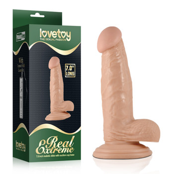 LoveToy 7" Long Real Extreme Dildo With Balls | Realistic With Suction Cup