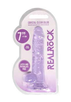 RealRock Realistic 7" Inch / 17cm Dildo with Balls | Purple Rocksolid Super Flexible