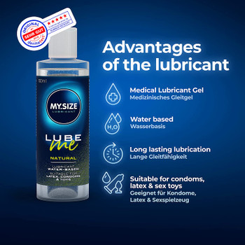 MY SIZE Lube Me Natural Premium Lubricant 100ml | Water Based Lube Glide | Suitable With Latex Condoms & Toys