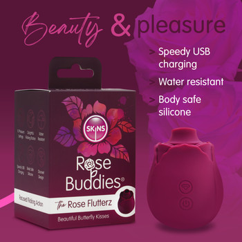 Skins Rose Buddies Rose Flutterz | Vibrators Clitoral Tongue Stimulator | Women Sex Toys