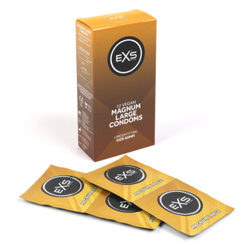 36 Exs Magnum Large Condoms | 3 Box of 12 | Vegan 60mm Width 190mm Length