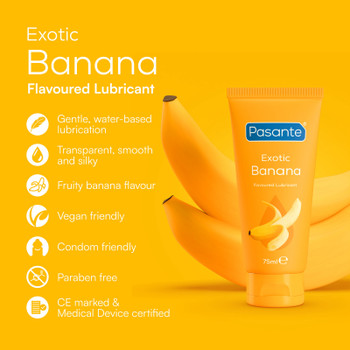 Pasante Exotic Banana Flavoured Lube in 75ml Tube | Water Based | Condom Friendly Personal Lubricant Pasante Exotic Banana Flavoured Lube in 75ml Tube | Water Based | Condom Friendly Personal Lubricant