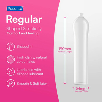 Pasante Regular Condoms Box of 12  | Comfort Feeling | Nominal 54mm Width | CE Kite