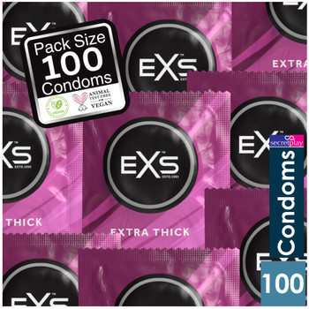 100 x Exs Extra Safe Thick Condoms | Vegan Condoms | Thicker For Extra Reassurance | 