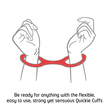 Quickie Cuffs Medium Red Handcuffs | Bondage Restraints Wrists Flexible Silicone