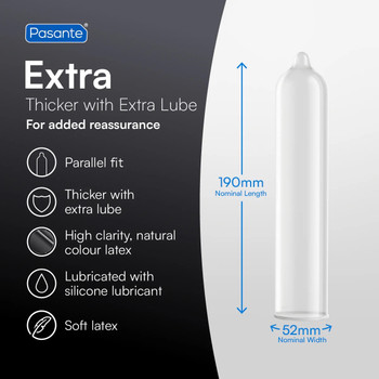 144 x Pasante Extra Safe Condoms | Extra Thick Extra Lube | Wholesale Pack