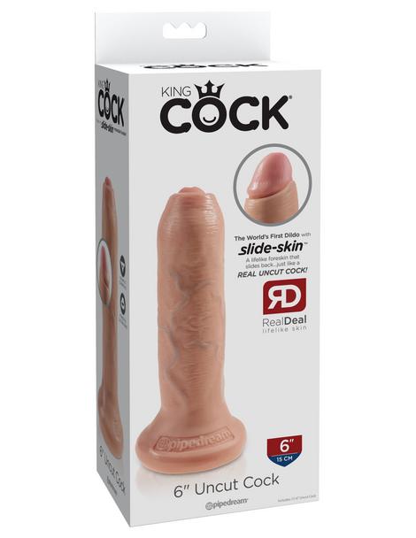 Pipedream King Cock Realistic Dildo 6" Uncut Suction Cup Suitable For Strap-On