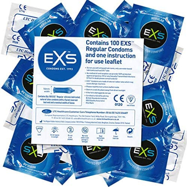 100 x Exs Regular Condoms | Vegan | Comfy Fit Bulk Wholesale Condoms |