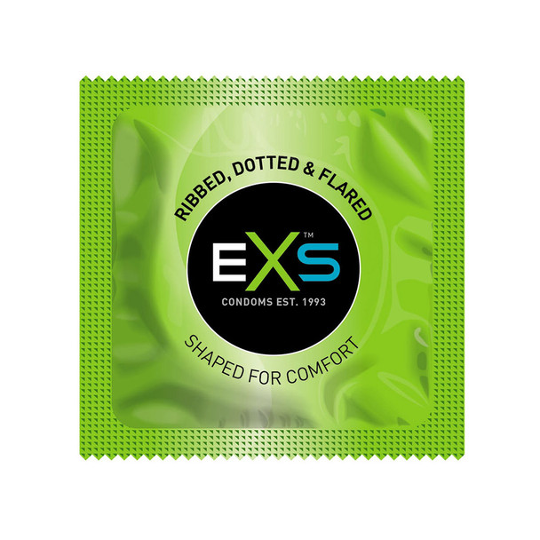 100 x Exs Ribbed Dotted Flared Condoms | Vegan | Orgasmic Stimulation | Wholesale Bulk Condoms