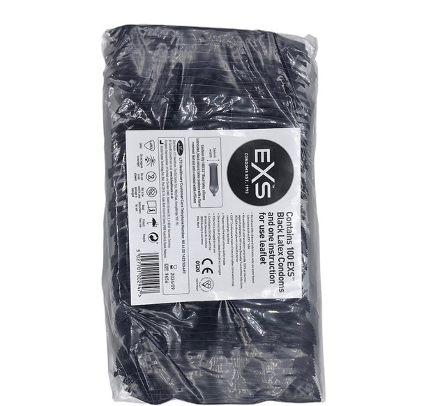 Exs Black Latex Condoms | Vegan Condoms | Black Coloured Bulk Wholesale  | Multiple Quantity 