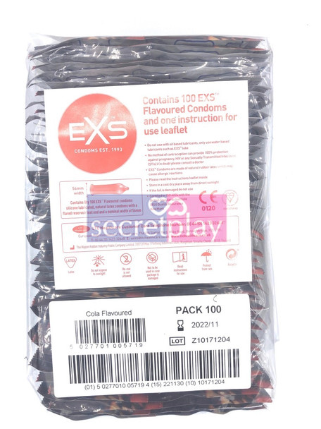 100 x Exs Cola Flavoured Condoms | Vegan | Bulk Sealed Wholesale Pack |