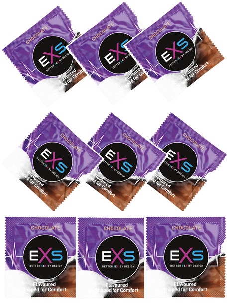 100 x Exs Chocolate Flavoured Condoms | Vegan | Bulk Sealed Wholesale Pack |