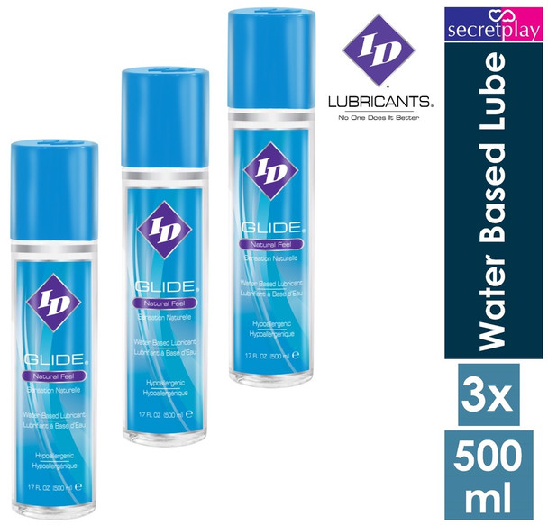 3 x ID Glide Water Based Lube Lubricants Natural Feel Lubes 500ml | 17 Fl oz