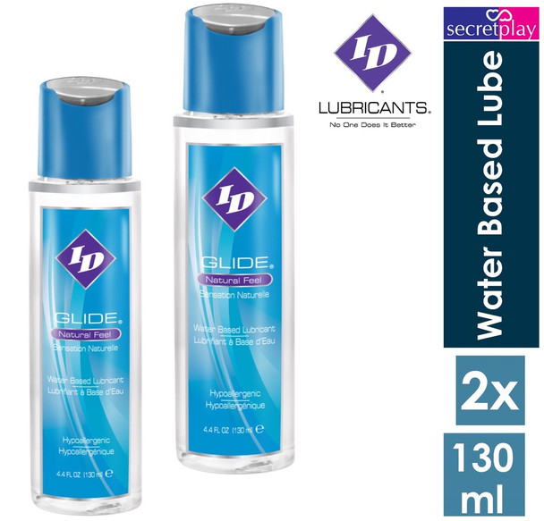 2 x ID Glide Water Based Lube Lubricants Natural Feel Lubes 130ml | 4.4 Fl oz