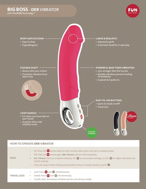 Fun Factory Big Boss Vibrator G-Spot Stimulation Vibrator Dildo Sex Toy