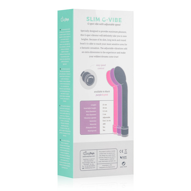 EasyToys Slim G-Spot Vibrator Pink Intense Orgasm Vibrating Silicone Sex Toy 