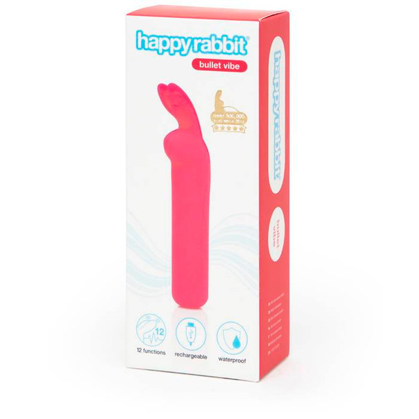 Happy Rabbit Rechargeable Rabbit Ears Bullet Vibrator | Pink Silicone Waterproof