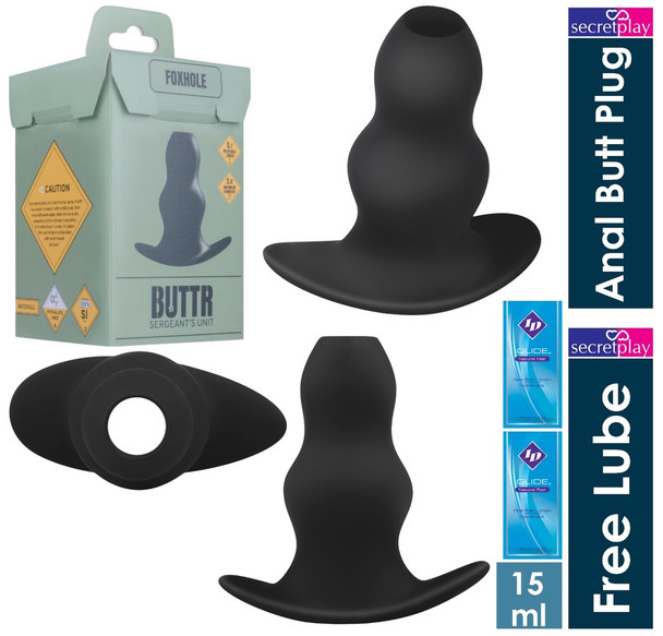 Buttr Foxhole Hollow Butt Plug | Ribbed Shaft Wide Base Anal Stimulation | Sex Toy