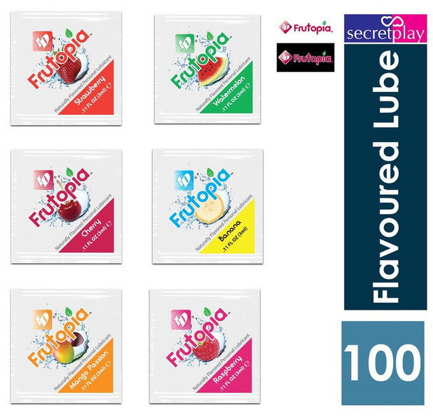 100 x ID Frutopia Fruit Flavoured Lube 3ml Sachets Strawberry Cherry Mango Passionfruit Watermelon Banana Lubricants