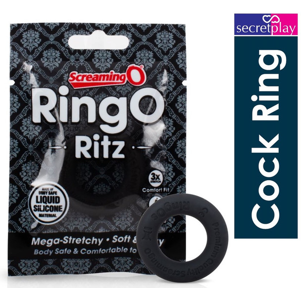 Screaming O RingO Ritz Cock Penis Ring Liquid Silicone | 3x Stretch Comfort Fit | Black